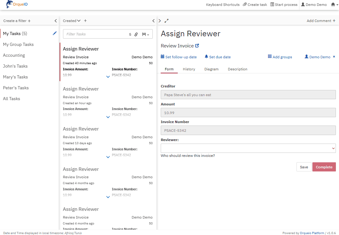 AngularJS Task Handling Interface