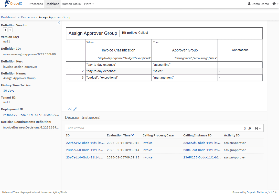 Legacy Decision Table Interface
